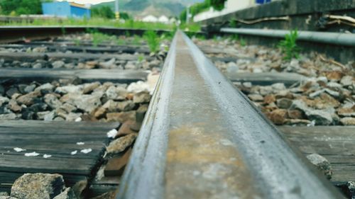 Close-up of railroad track