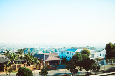 High angle view of townscape against sky