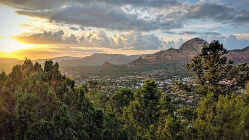 Scenic view of landscape against sky during sunset