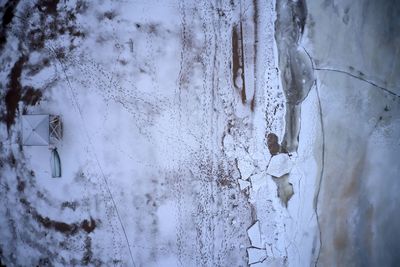 Full frame shot of ice on glass window