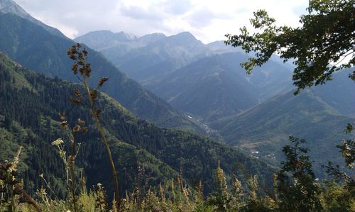 Scenic view of mountains against sky