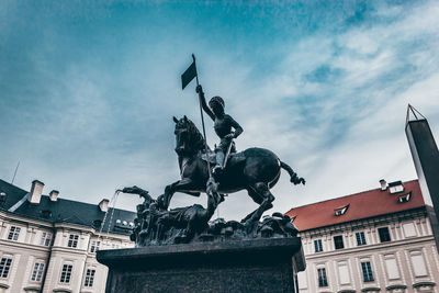 Low angle view of statue in city