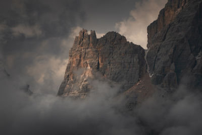 Low angle view of rock formations