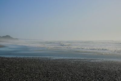 Scenic view of sea against clear sky