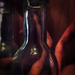 Close-up of beer bottle on table