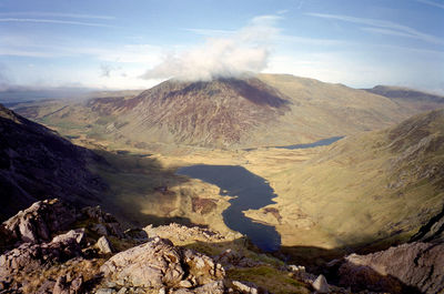 Scenic view of mountains against sky