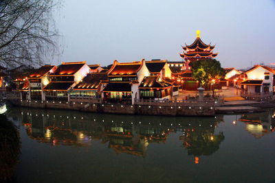 Reflection of buildings in water