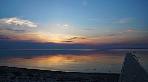 Scenic view of sea against sky at sunset