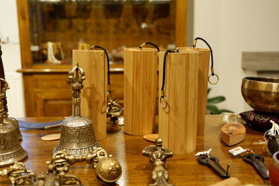 Close-up of objects on table