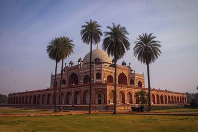 Palm trees and built structure against sky