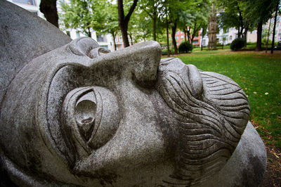 Close-up of statue in park