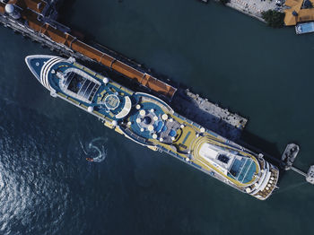 High angle view of boat in sea