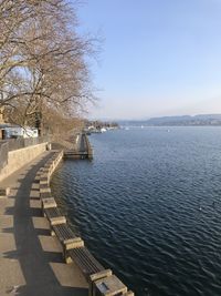 Scenic view of river against clear sky