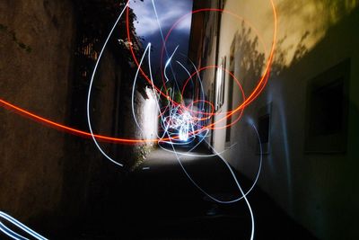 Light trails on wall