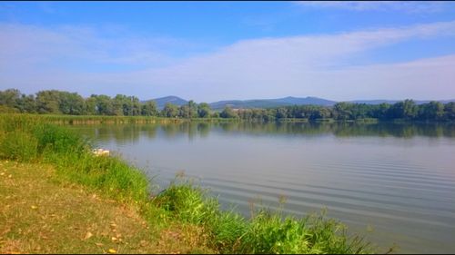 Scenic view of lake against sky