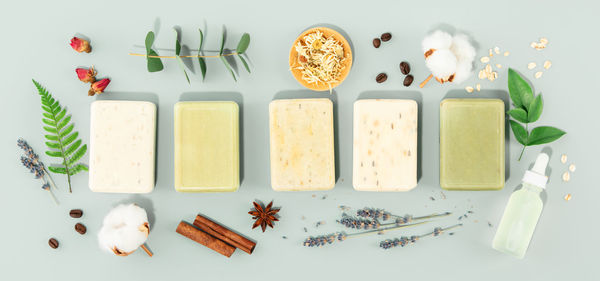 High angle view of food on table