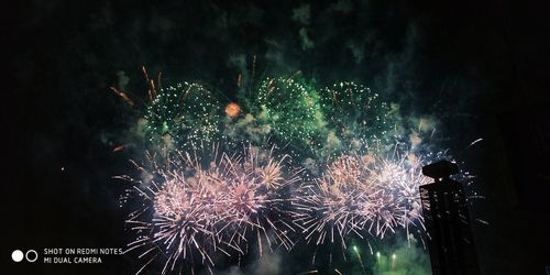 Firework display at night