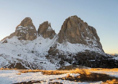 Scenic view of mountains against clear sky