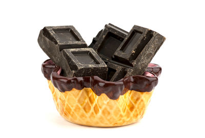 Close-up of food against white background