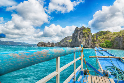 Scenic view of sea against blue sky