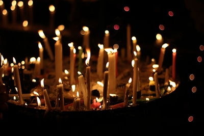 Close-up of illuminated candles