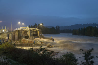 Scenic view of sea against sky at dusk