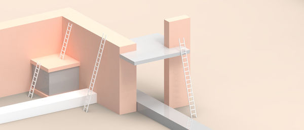 Close-up of staircase against white wall