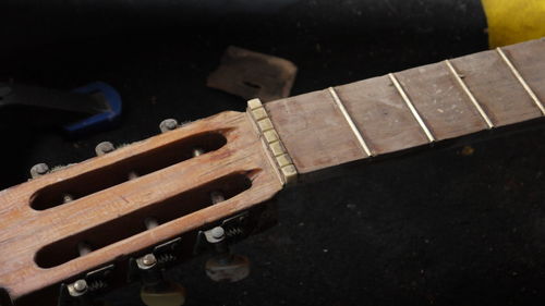 High angle view of guitar