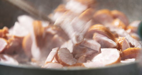 Close-up of meat on barbecue grill