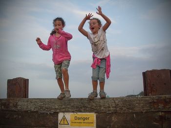 Portrait of girl jumping