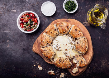 High angle view of food on table