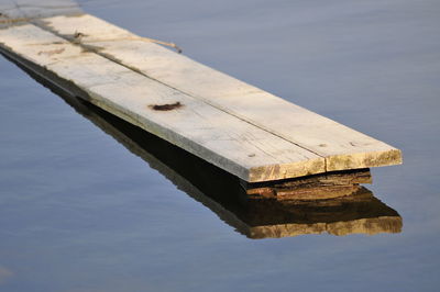 High angle view of pier on lake