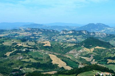 Aerial view of mountains against sky