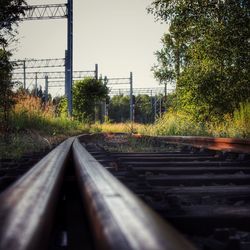 Railroad tracks on railroad track