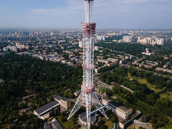 High angle view of buildings in city