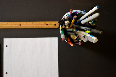 Ruler and pencils on desk