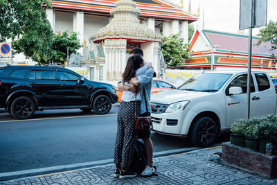 Woman on street in city