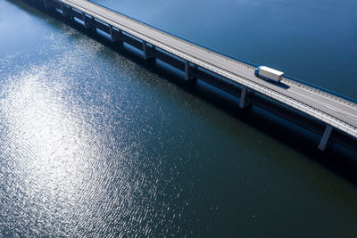 High angle view of bridge over sea