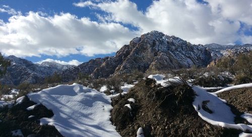 Scenic view of mountains against sky