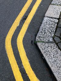 High angle view of zebra crossing on road