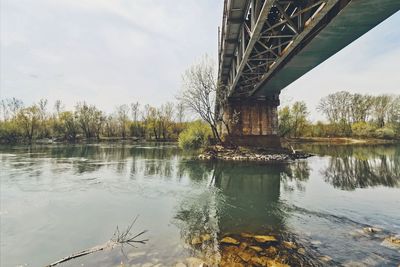 Bridge over river against sky