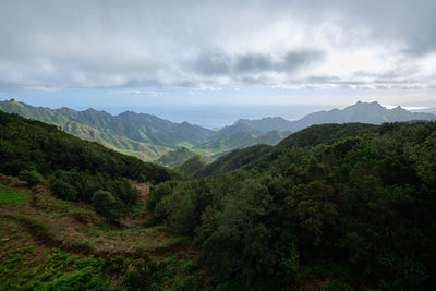 Anaga mountains with port - tenerife at background , canary islands, spain