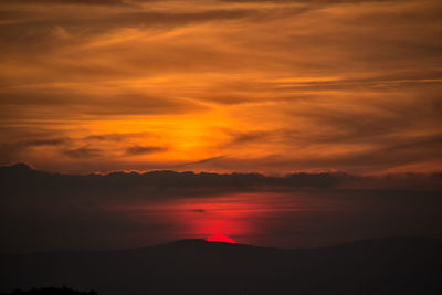 Scenic view of dramatic sky during sunset