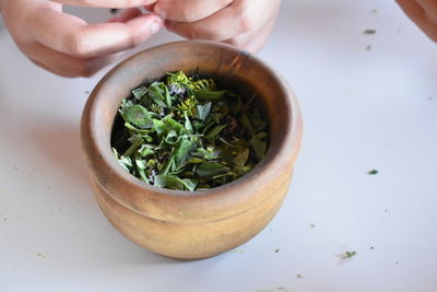 Preparing food in bowl 