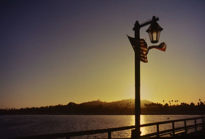 Scenic view of lake against clear sky during sunset
