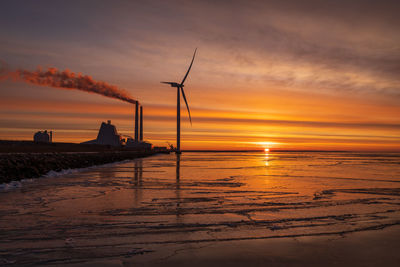 Sunrise at powerplant in copenhagen