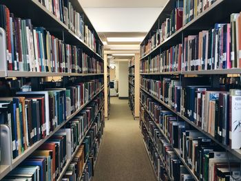 Row of books in library