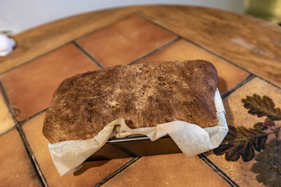 High angle view of bread on table