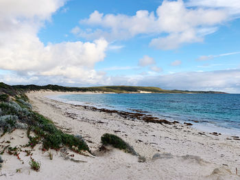 Scenic view of beach against sky