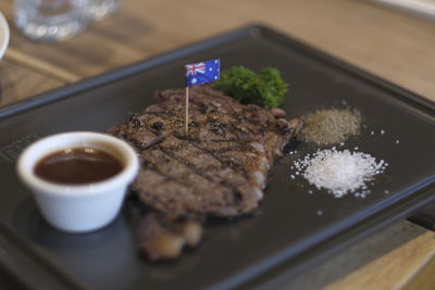 Close-up of food on table